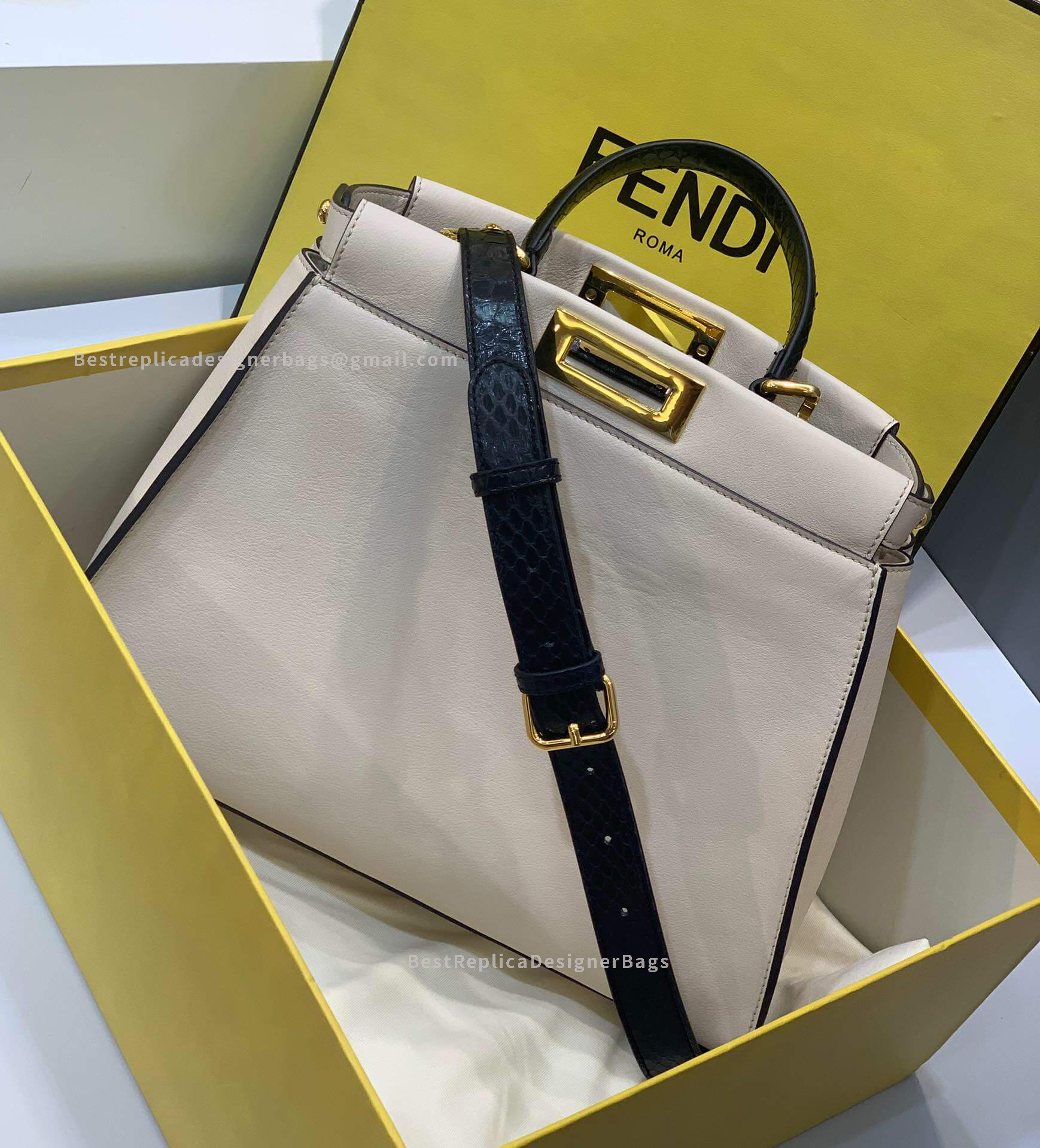Fendi Peekaboo Iconic Medium White Leather Bag 3109M